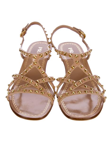 prada flat sandal|prada studded pony skin sandals.